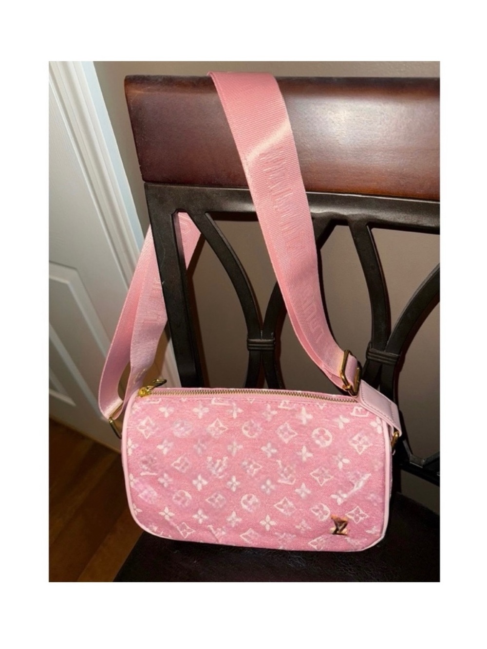 Pink Denim Crossbody Bag